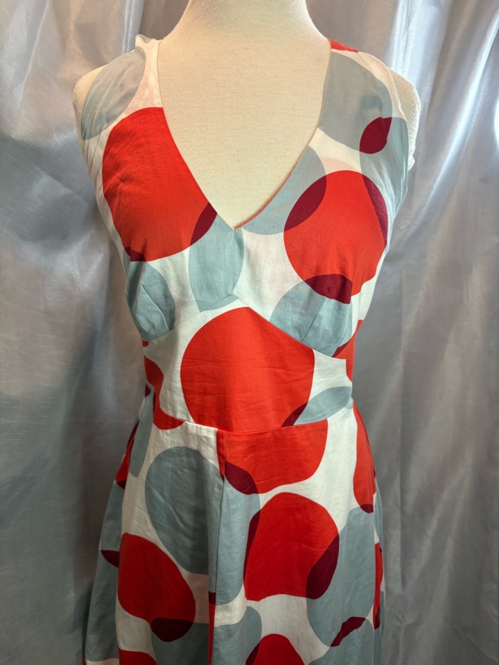 Boden Red Polka Midi Dress - Sleeveless V-Neck. CALLOUT